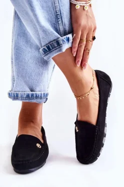 Damskie Boto Damskie Zamszowe Mokasyny Czarne Colena