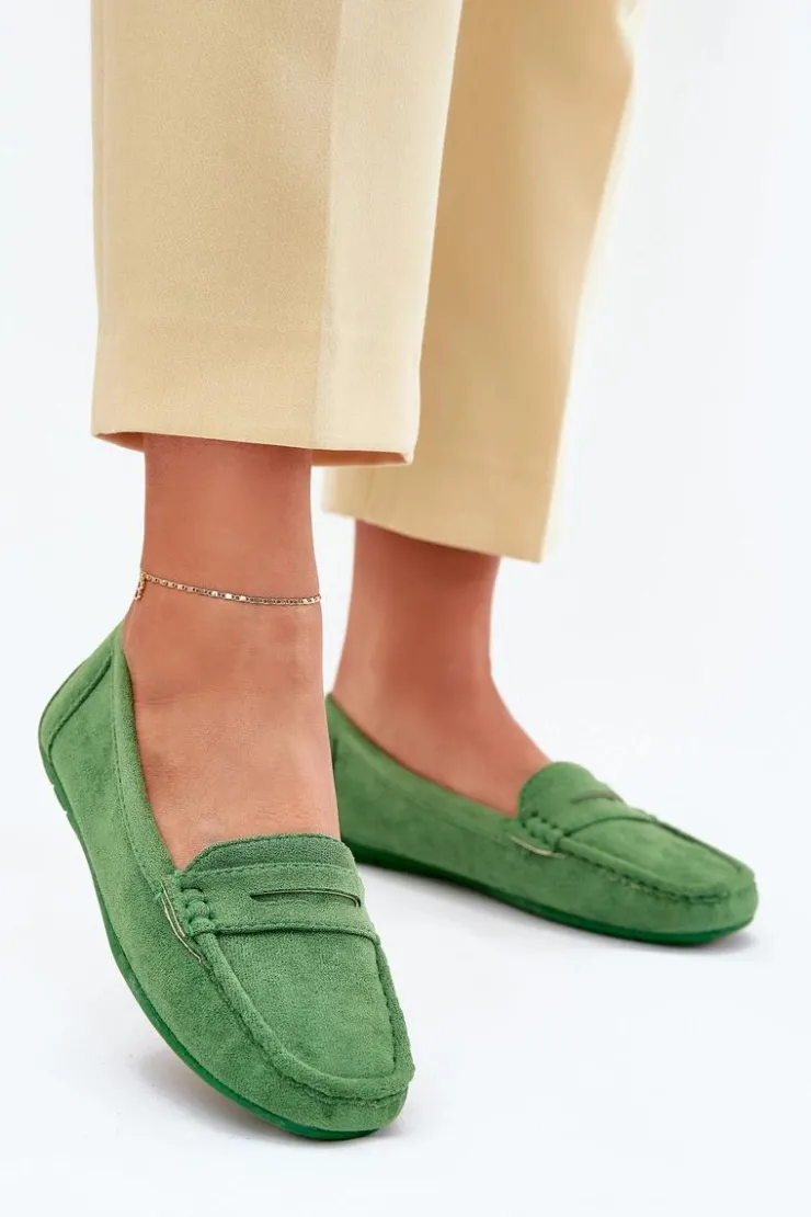 Damskie Boto Damskie Zamszowe Mokasyny Zielone Lenvie