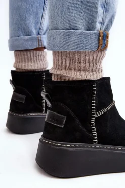 Maciejka Śniegowce Damskie*Damskie Zamszowe Śniegowce 06257-01 Czarne