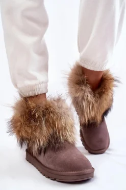 Online Boto Damskie Zamszowe Śniegowce Z Futerkiem Szare Alexa Szary