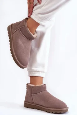 Boto Śniegowce Damskie*Damskie Zamszowe Niskie Śniegowce Szare Shelie Szary