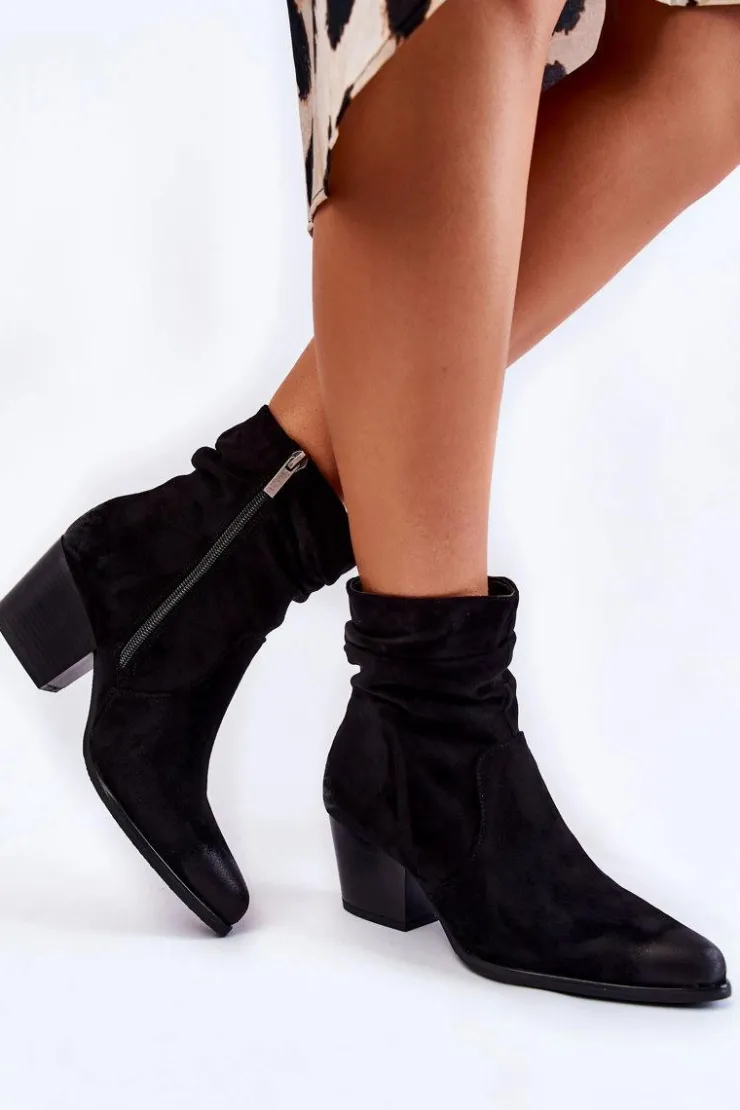 Buty damskie Vinceza Czarne Botki|Botki Zimowe Damskie*Damskie Zamszowe Ocieplane Botki Czarne Wenche