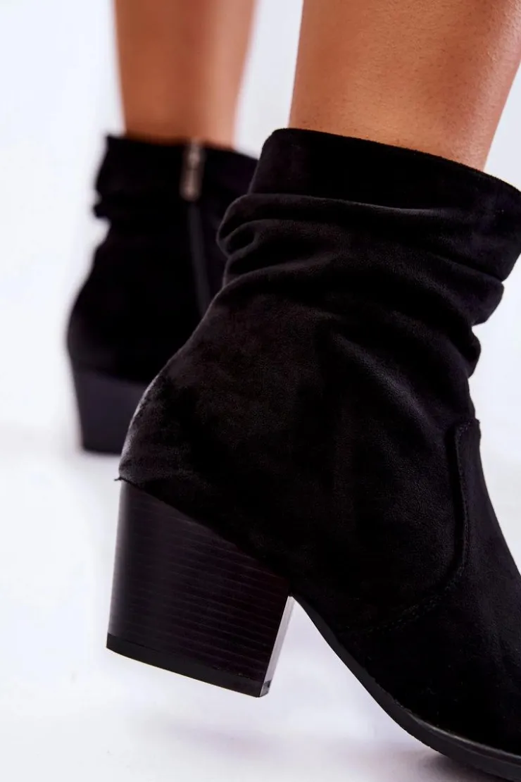 Buty damskie Vinceza Czarne Botki|Botki Zimowe Damskie*Damskie Zamszowe Ocieplane Botki Czarne Wenche