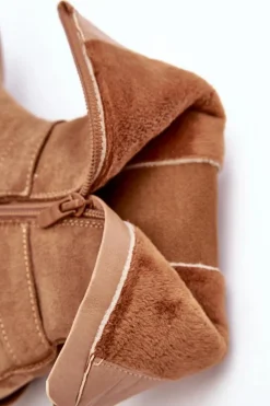 Evento Botki Zimowe Damskie|Brązowe I Beżowe Botki*Damskie Zamszowe Ocieplane Botki Workery Camel Brinnon