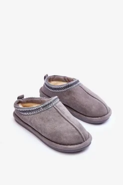 Damskie Boto Damskie Zamszowe Papcie Z Futerkiem Szare Polinna