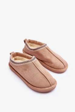 Damskie Boto Damskie Zamszowe Papcie Z Futerkiem Beżowe Polinna