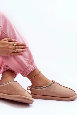 Damskie Boto Damskie Zamszowe Papcie Z Futerkiem Beżowe Polinna