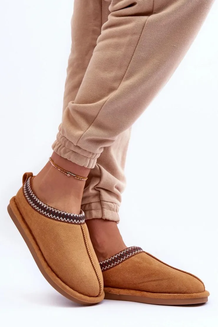 Boto Kapcie Klasyczne*Damskie Zamszowe Papcie Z Futerkiem Brązowe Polinna Brązowy