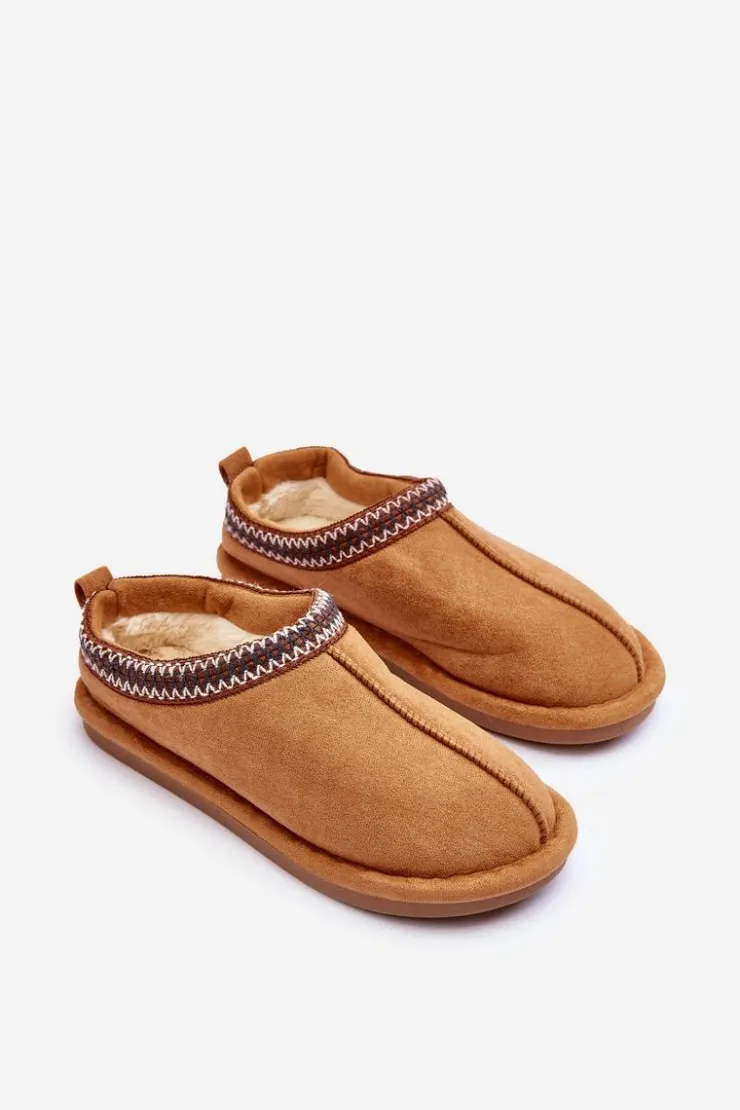 Boto Kapcie Klasyczne*Damskie Zamszowe Papcie Z Futerkiem Brązowe Polinna Brązowy