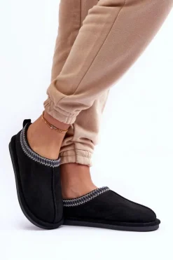 Boto Kapcie Klasyczne*Damskie Zamszowe Papcie Z Futerkiem Czarne Polinna