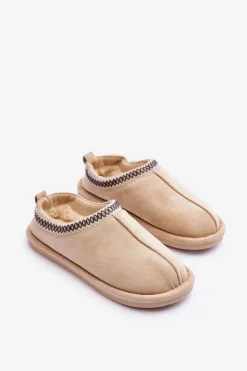 Boto Kapcie Klasyczne*Damskie Zamszowe Papcie Z Futerkiem Jasnobeżowe Polinna