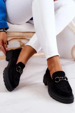 Boto Mokasyny Damskie Zamszowe*Damskie Zamszowe Półbuty Loafery La.Fi Czarne Willows