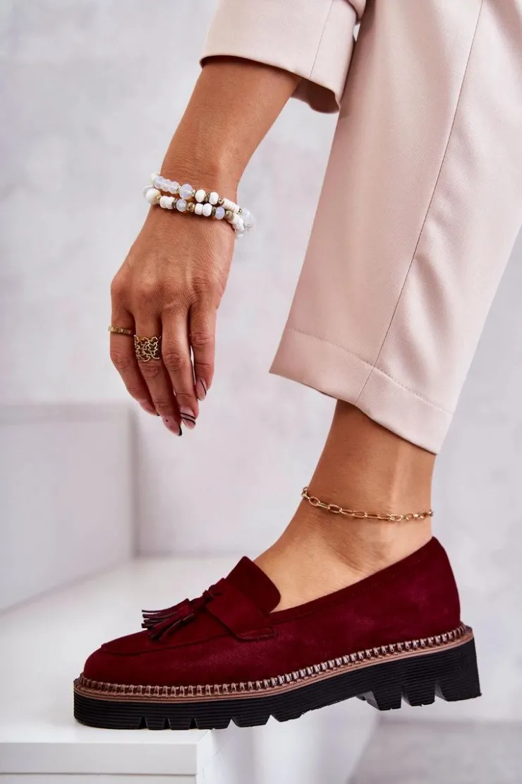 New Buty damskie Vinceza Damskie Zamszowe Półbuty Na Platformie Bordowe Unni