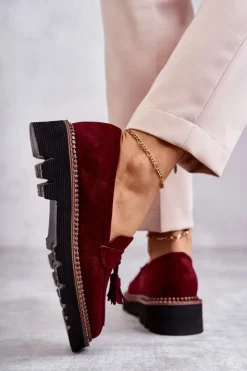 New Buty damskie Vinceza Damskie Zamszowe Półbuty Na Platformie Bordowe Unni