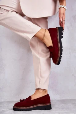 New Buty damskie Vinceza Damskie Zamszowe Półbuty Na Platformie Bordowe Unni