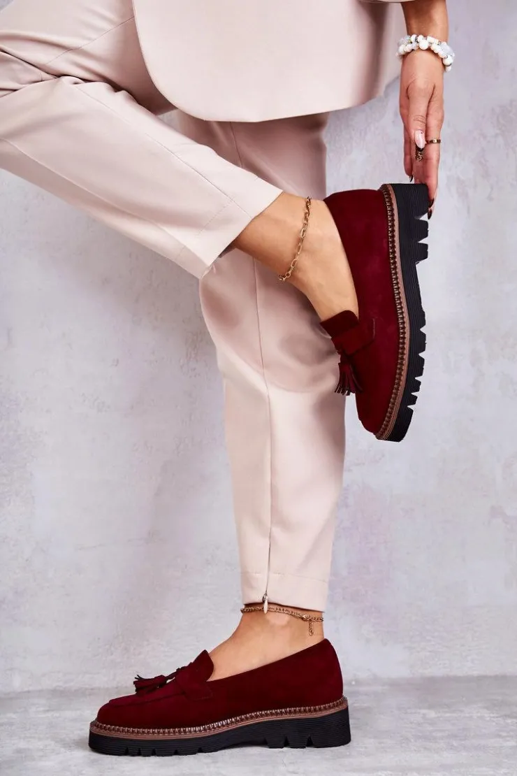 New Buty damskie Vinceza Damskie Zamszowe Półbuty Na Platformie Bordowe Unni