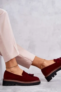 New Buty damskie Vinceza Damskie Zamszowe Półbuty Na Platformie Bordowe Unni