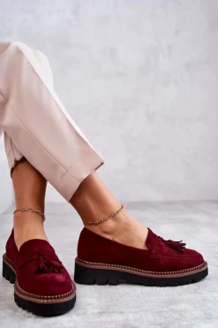 New Buty damskie Vinceza Damskie Zamszowe Półbuty Na Platformie Bordowe Unni