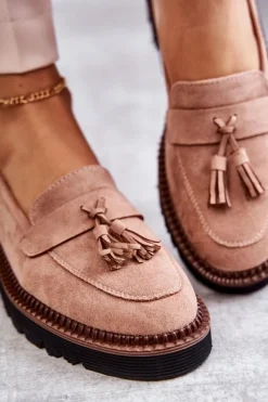 Buty damskie Vinceza Mokasyny Damskie Zamszowe*Damskie Zamszowe Półbuty Na Platformie Beżowe Unni