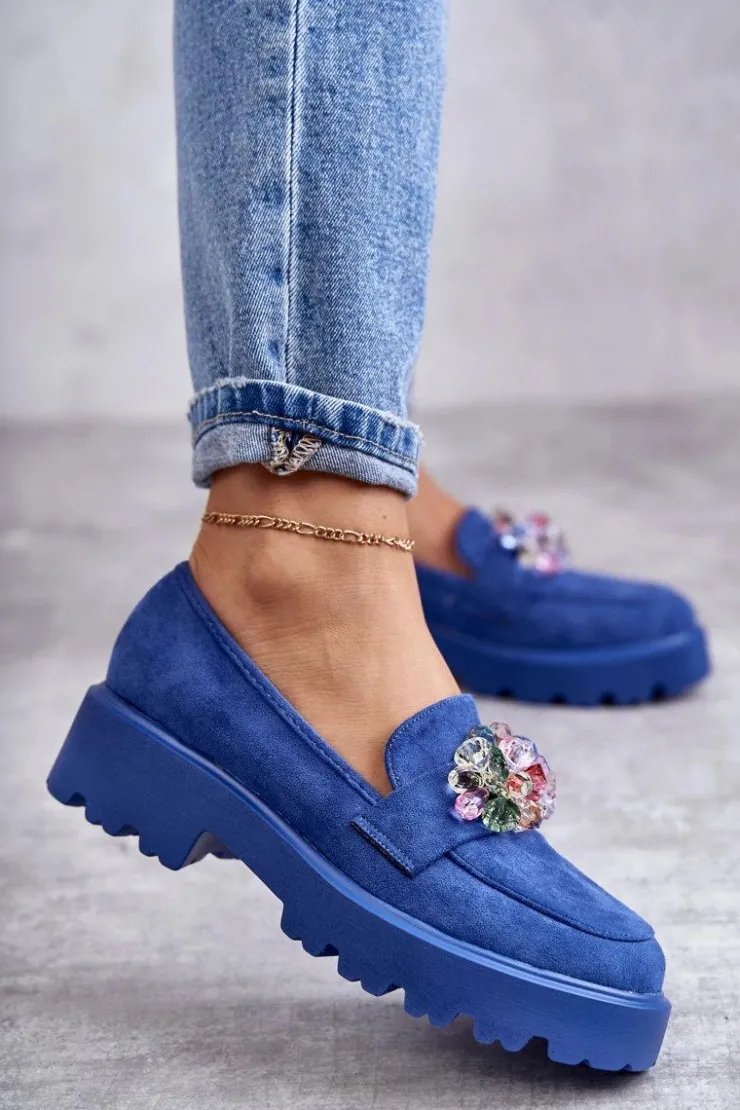 Damskie Buty damskie Vinceza Damskie Zamszowe Półbuty Z Ozdobą Niebieskie Britt