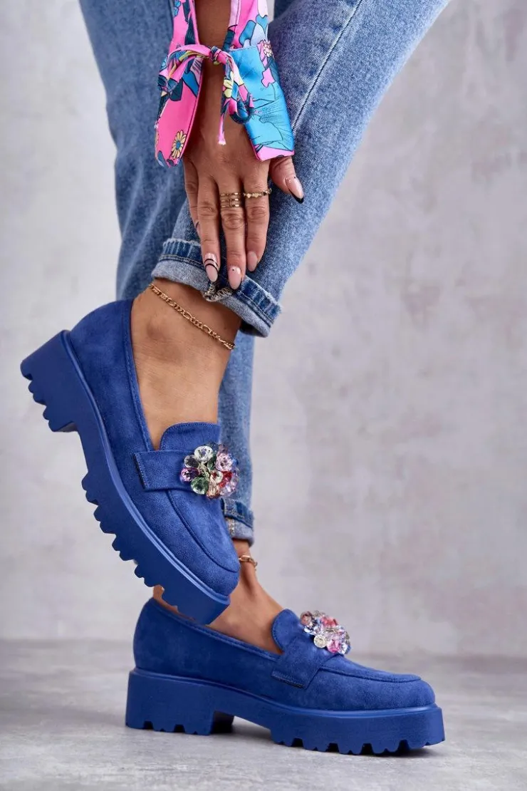 Damskie Buty damskie Vinceza Damskie Zamszowe Półbuty Z Ozdobą Niebieskie Britt