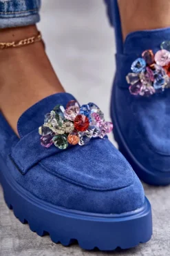 Damskie Buty damskie Vinceza Damskie Zamszowe Półbuty Z Ozdobą Niebieskie Britt