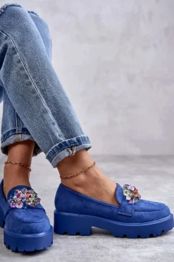 Damskie Buty damskie Vinceza Damskie Zamszowe Półbuty Z Ozdobą Niebieskie Britt