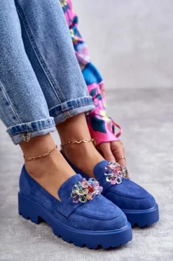 Damskie Buty damskie Vinceza Damskie Zamszowe Półbuty Z Ozdobą Niebieskie Britt