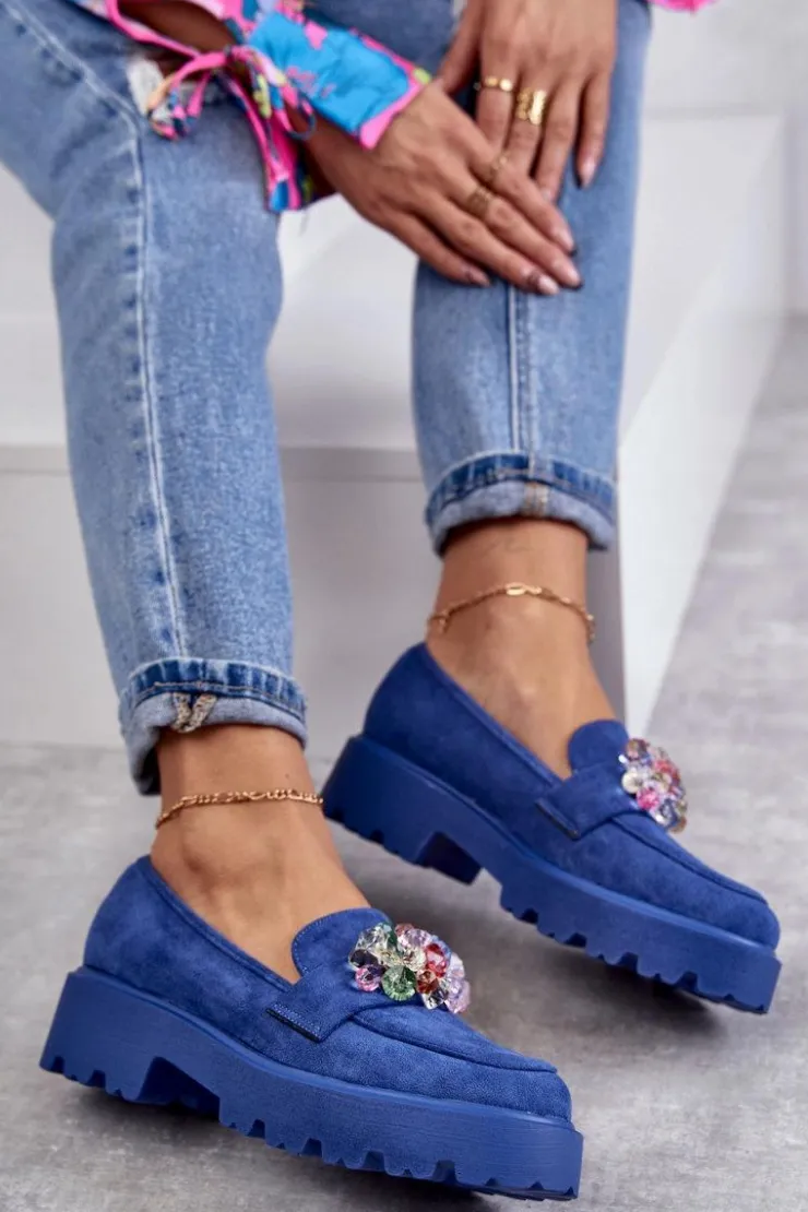 Damskie Buty damskie Vinceza Damskie Zamszowe Półbuty Z Ozdobą Niebieskie Britt