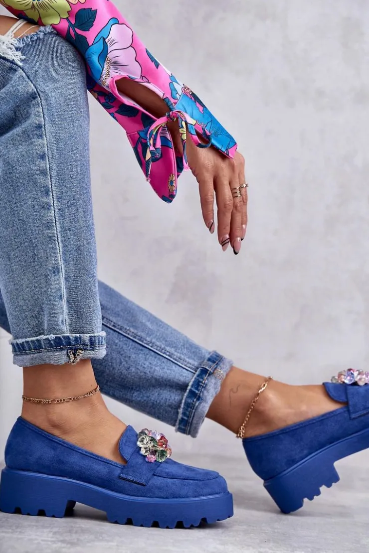 Damskie Buty damskie Vinceza Damskie Zamszowe Półbuty Z Ozdobą Niebieskie Britt