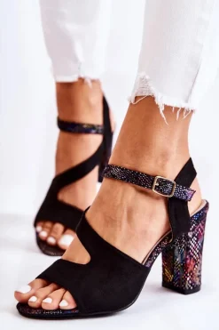 Damskie Damskie buty S.Barski Damskie Zamszowe Sandały Czarne Veneta