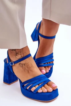 Boto Sandały Na Obcasie*Damskie Zamszowe Sandały Na Obcasie I Platformie e Verda Niebieski