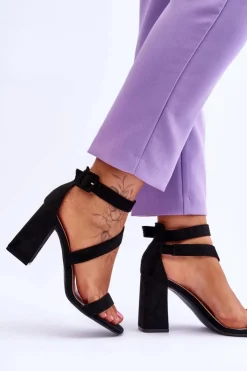 Damskie Boto Damskie Zamszowe Sandały Na Obcasie Czarne Lanes