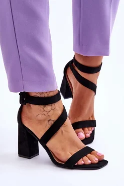 Damskie Boto Damskie Zamszowe Sandały Na Obcasie Czarne Lanes