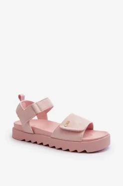 Damskie Big Star Shoes Damskie Zamszowe Sandały Na Platformie Big Star NN274701 Różowe