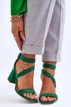 Boto Sandały Na Obcasie*Damskie Zamszowe Sandały Na Obcasie Zielone Lanes