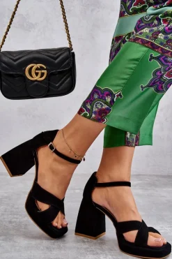 Boto Sandały Na Obcasie*Damskie Zamszowe Sandały Na Obcasie Lewski Shoes 3221 Czarne