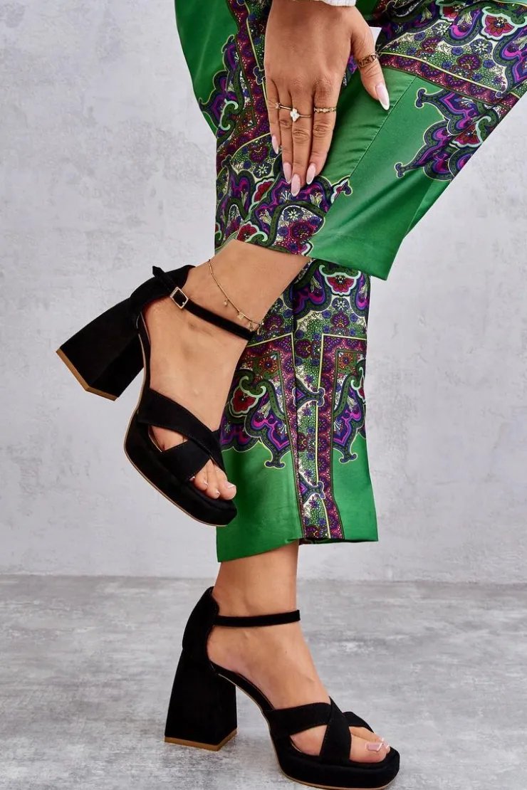 Boto Sandały Na Obcasie*Damskie Zamszowe Sandały Na Obcasie Lewski Shoes 3221 Czarne