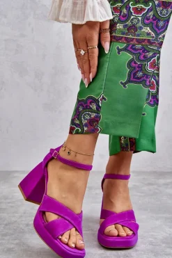 Damskie Boto Damskie Zamszowe Sandały Na Obcasie Lewski Shoes 3221 Fuksja