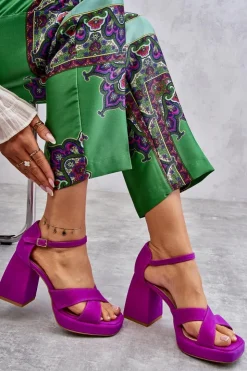 Damskie Boto Damskie Zamszowe Sandały Na Obcasie Lewski Shoes 3221 Fuksja