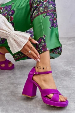 Damskie Boto Damskie Zamszowe Sandały Na Obcasie Lewski Shoes 3221 Fuksja