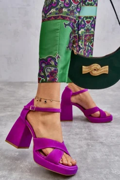 Damskie Boto Damskie Zamszowe Sandały Na Obcasie Lewski Shoes 3221 Fuksja