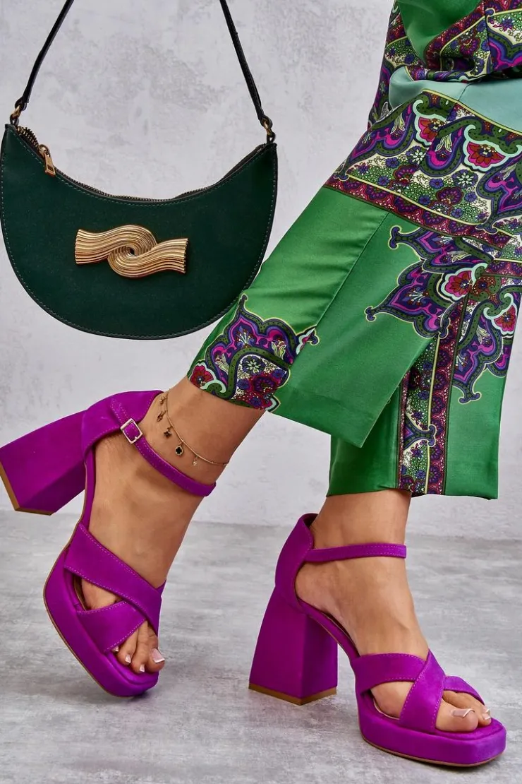 Damskie Boto Damskie Zamszowe Sandały Na Obcasie Lewski Shoes 3221 Fuksja