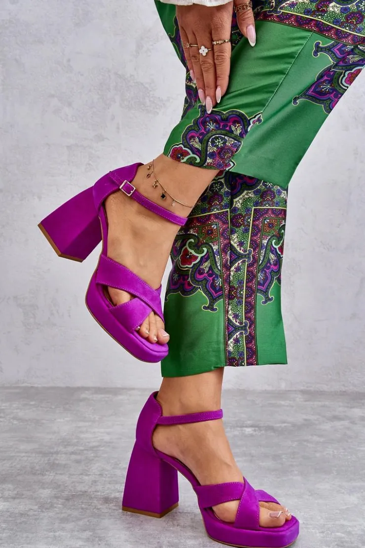 Damskie Boto Damskie Zamszowe Sandały Na Obcasie Lewski Shoes 3221 Fuksja