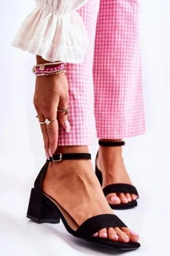 New Boto Damskie Zamszowe Sandały Na Obcasie Czarne Tellis