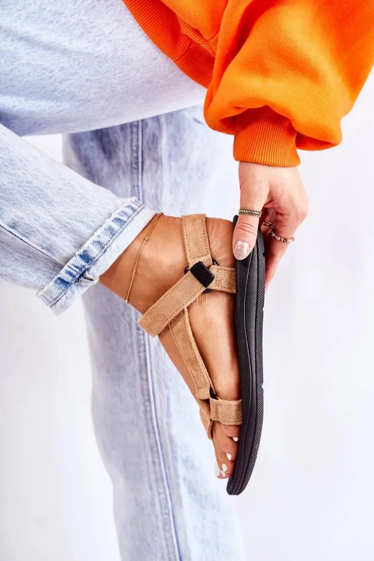 Damskie Boto Damskie Zamszowe Sportowe Sandały Ciemnobeżowe Harris