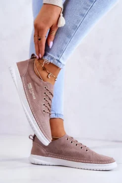 New Evento Damskie Zamszowe Tenisówki Brązowe Cloesa