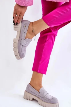 Damskie Boto Damskie Zamszowe Wsuwane Półbuty Szare Fiorell