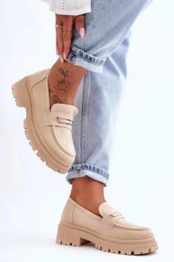 Boto Mokasyny Na Platformie|Mokasyny Damskie Zamszowe*Damskie Zamszowe Wsuwane Mokasyny Beżowe Pure Love