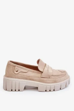 Boto Mokasyny Damskie Zamszowe*Damskie Zamszowe Wsuwane Półbuty Beżowe Fiorell